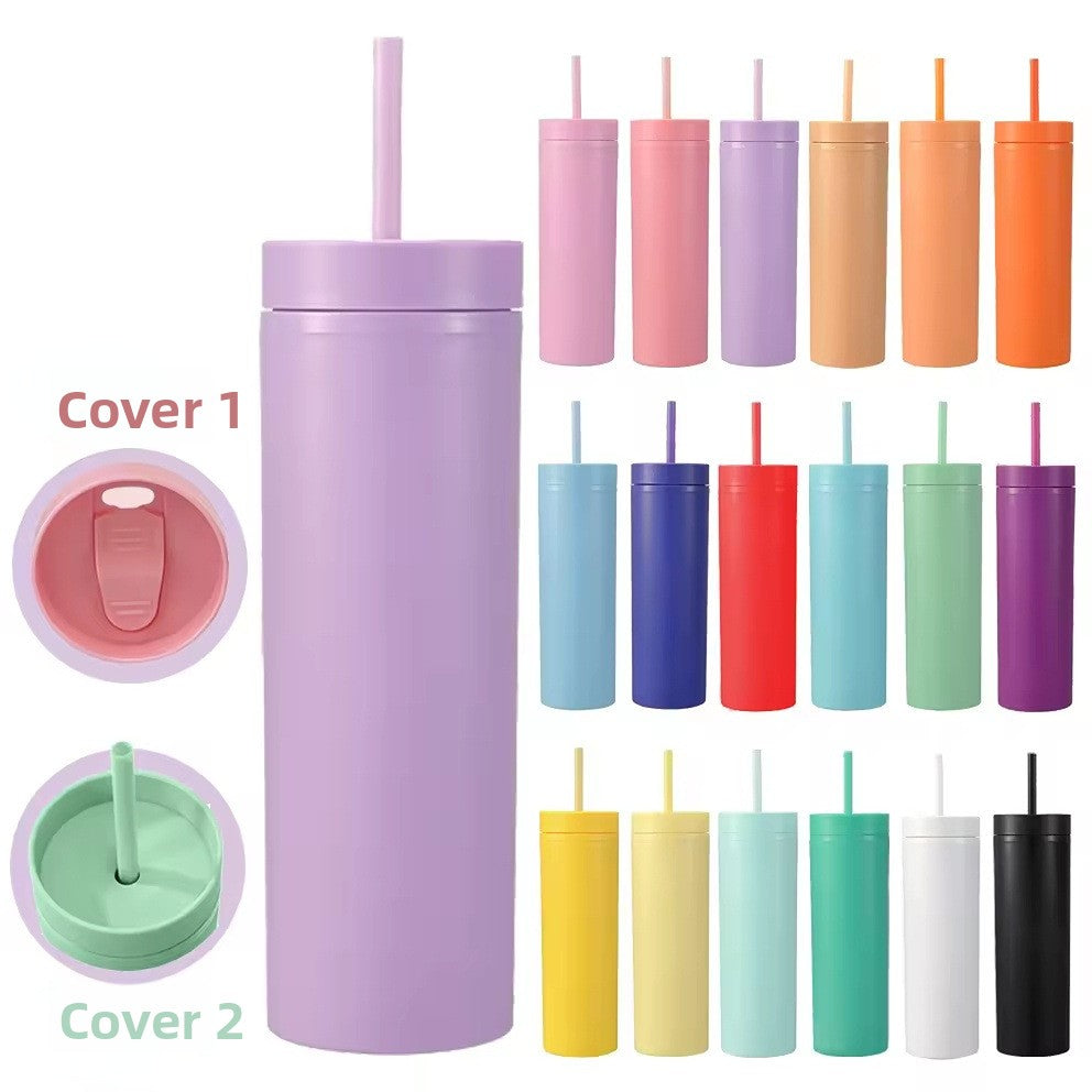 Botella térmica de plástico con pajita - disponible en 12 colores