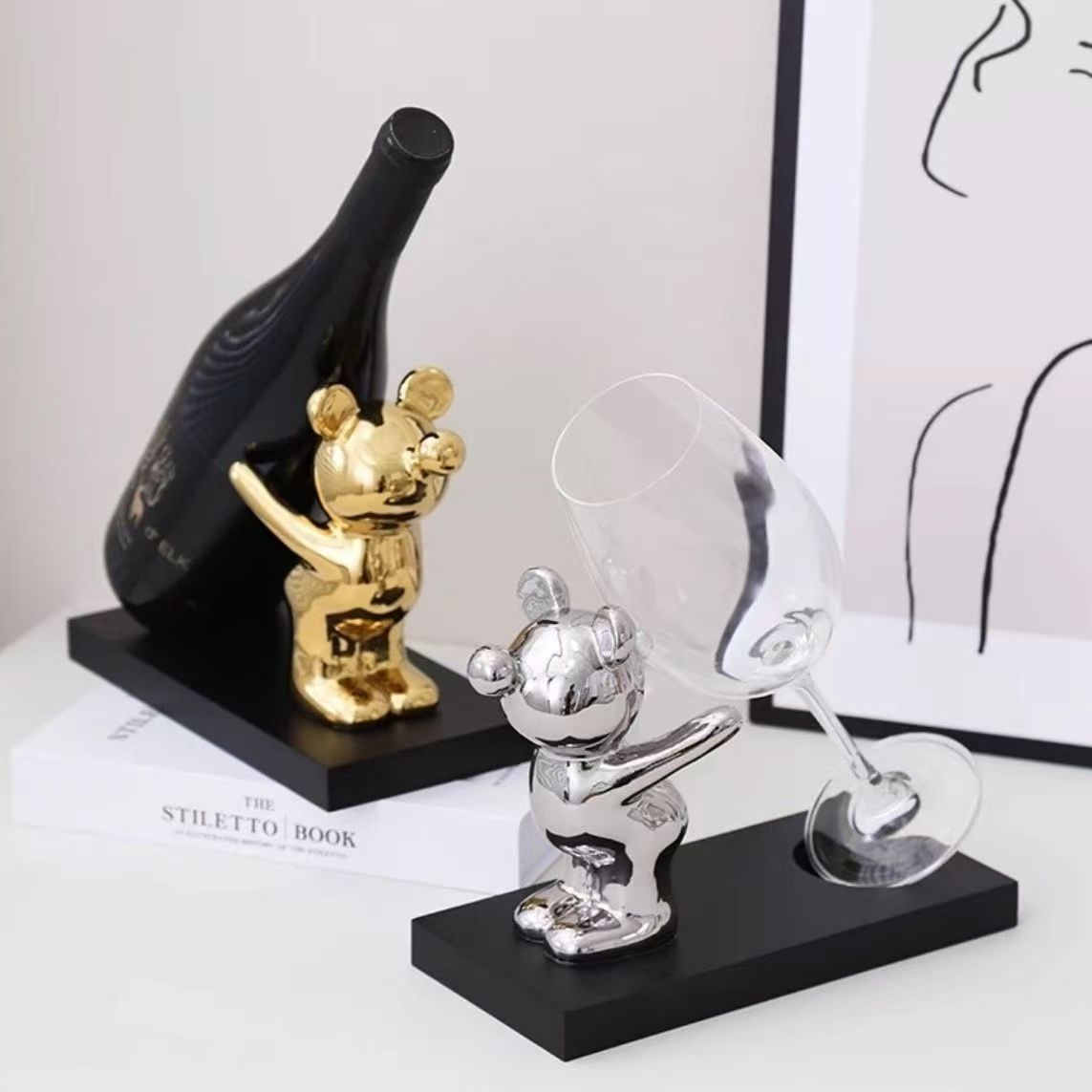 Botellero decorativo de cerámica estilo nórdico ideal para salón, cocina o comedor