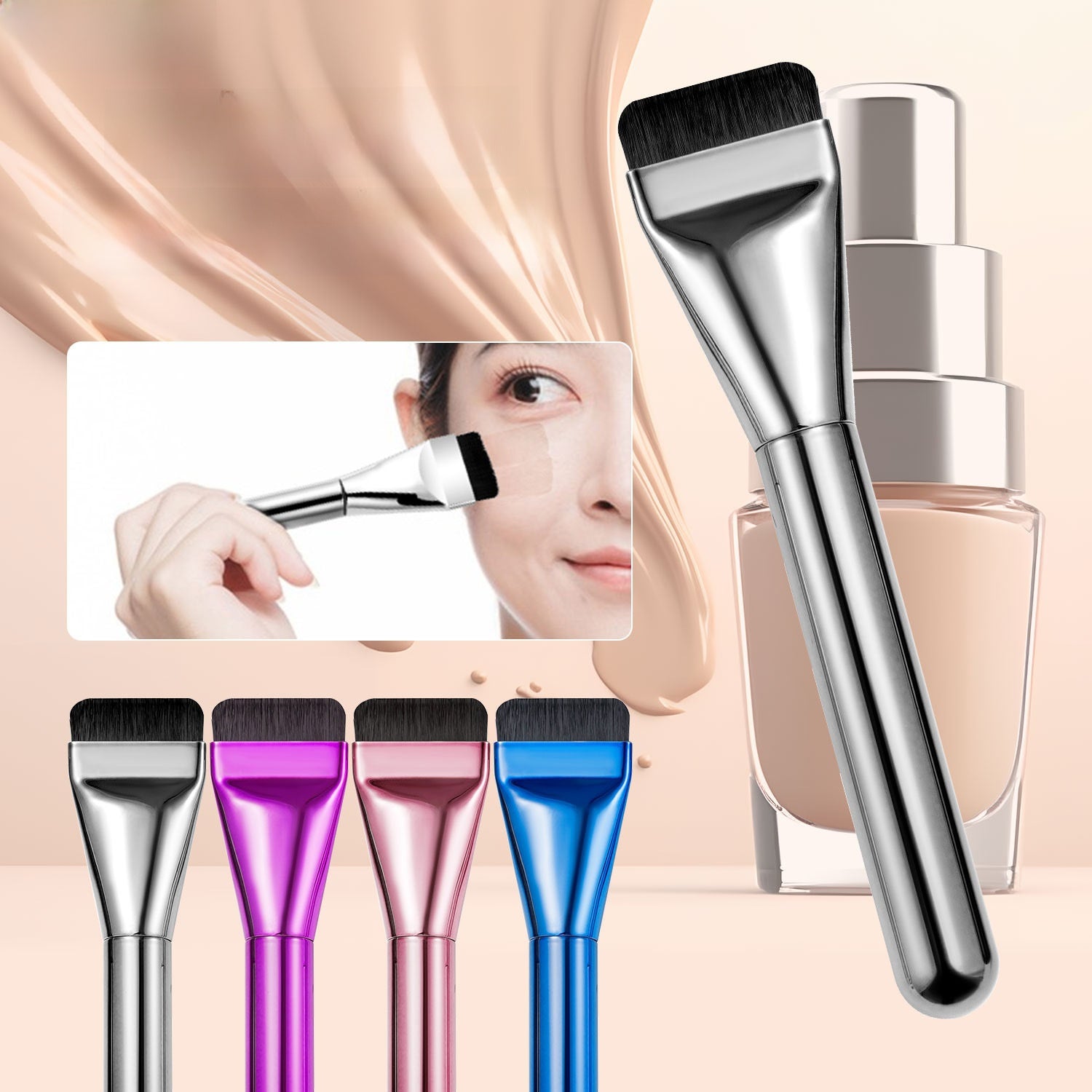 Brocha profesional para base de maquillaje – acabado perfecto y uniforme