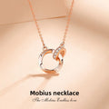 Collar anillo Möbius minimalista con colgante de gema en oro rosa y plateado 