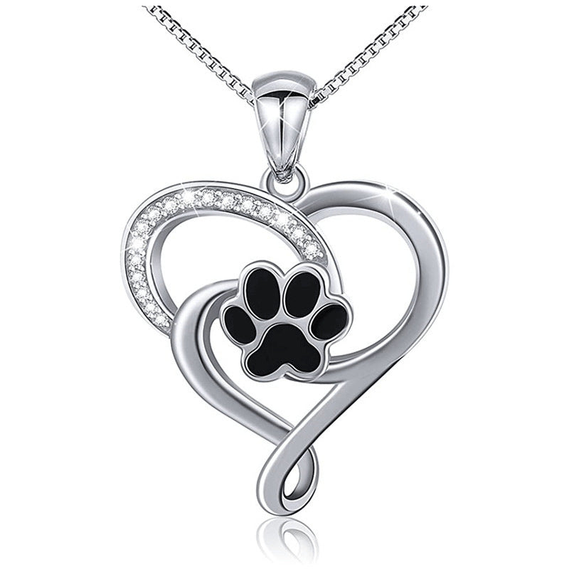 Collar colgante corazón y huella de mascota – joya emocional para llevar a tu mascota siempre contigo
