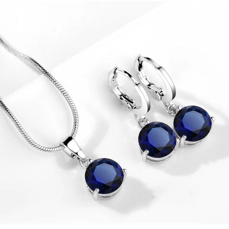 Conjunto Collar y Pendientes Circonita Geométrica