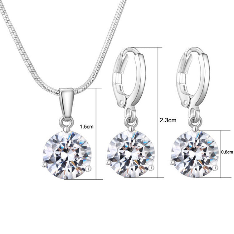 Conjunto Collar y Pendientes Circonita Geométrica