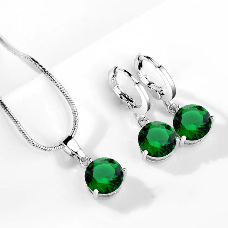 Conjunto Collar y Pendientes Circonita Geométrica
