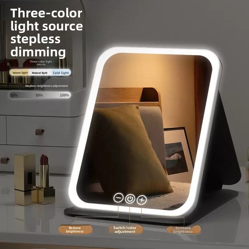 Espejo Plegable LED de Maquillaje con Luz Ajustable