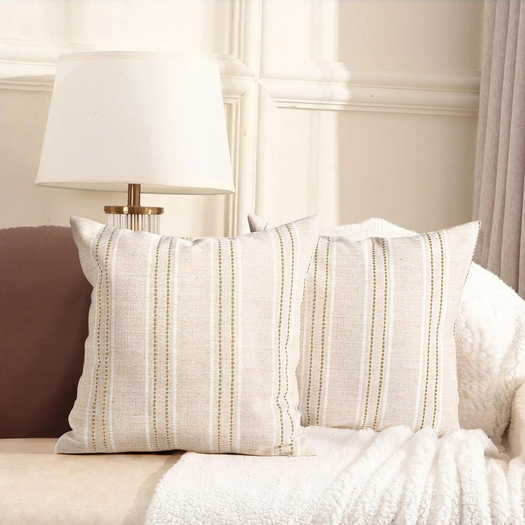 Funda de almohada de lino rústico – textura natural y estilo nórdico para el hogar