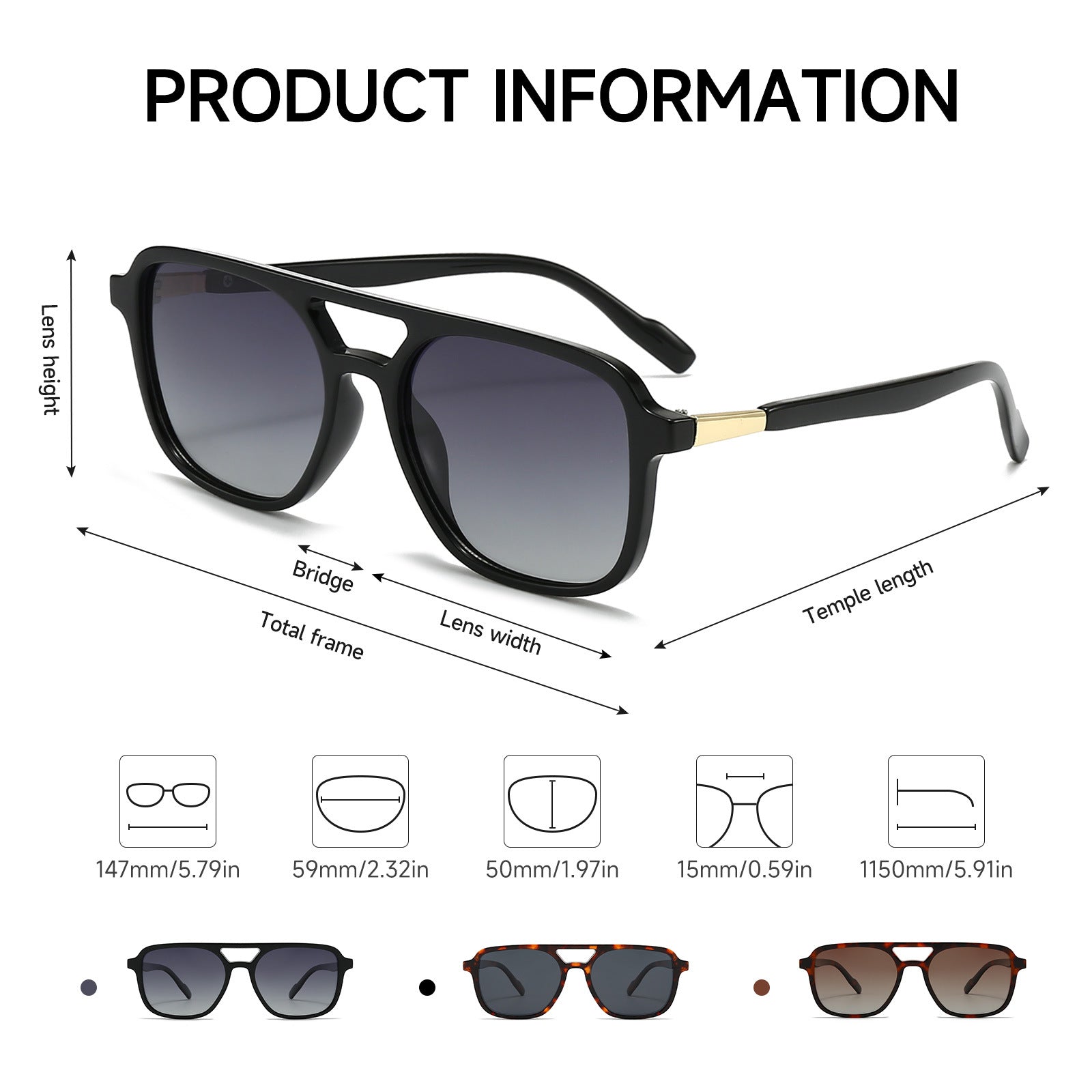 Gafas de Sol Polarizadas Cuadradas Retro