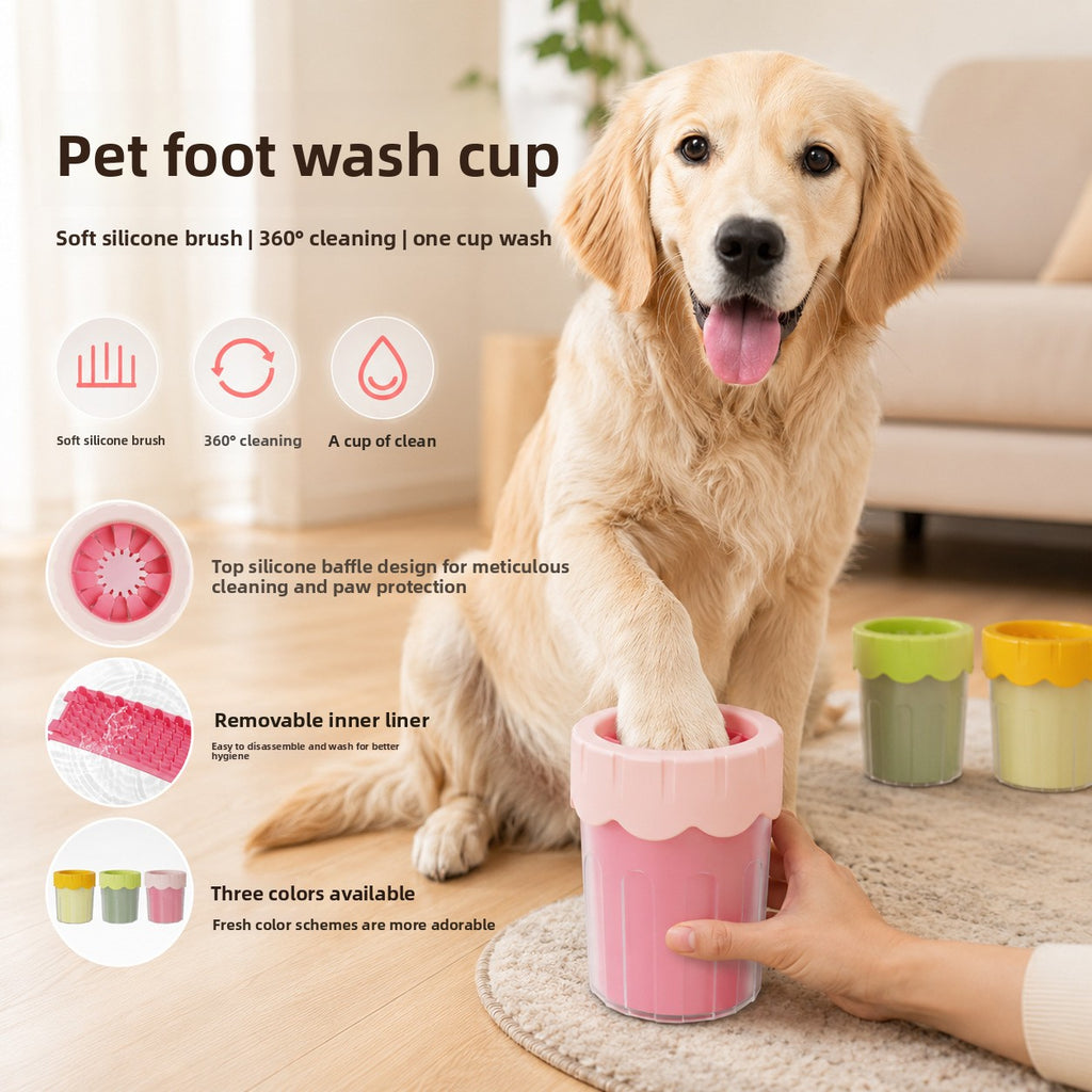 Copa limpiadora de patas de silicona para perros y gatos. Operación manual, portátil y suave