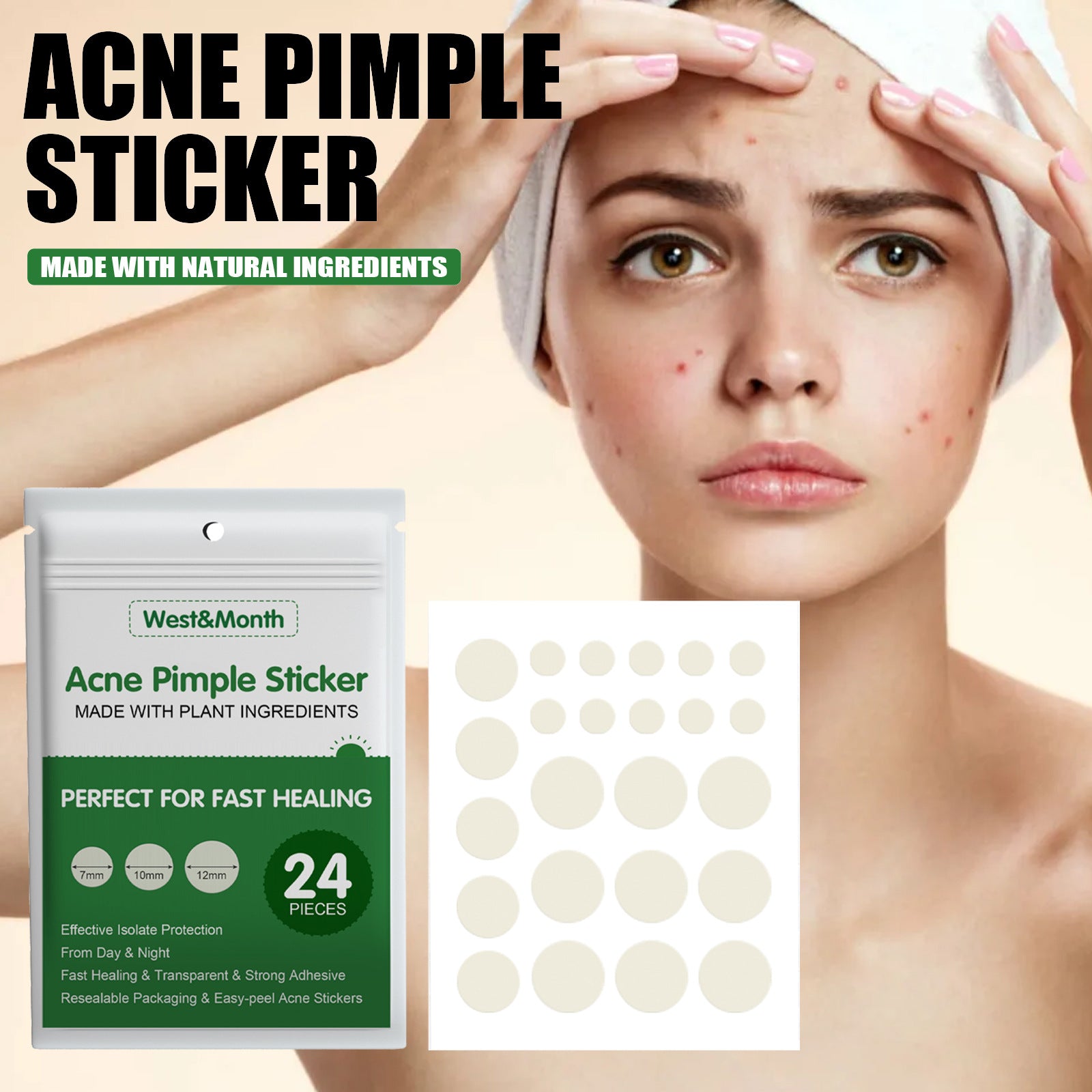 Parches antiacné absorbentes – elimina granos y puntos negros mientras duermes