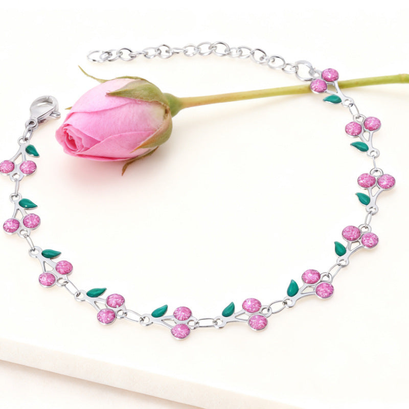 Pulsera Cerezas en Acero Inoxidable