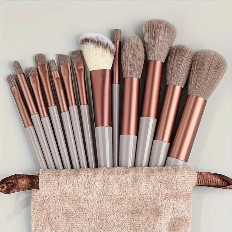 Kit de 13 Brochas de Maquillaje con Estuche de Terciopelo